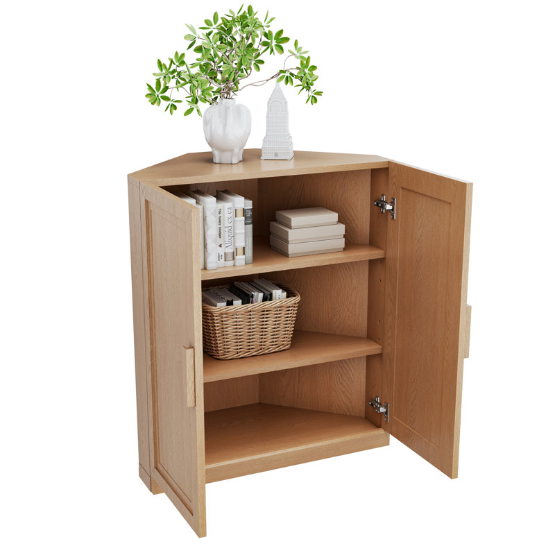 Lula Space-saving Corner Accent Cabinet With Adjustable Shelf, Yellow, 36" H x 31" W x 16" D
