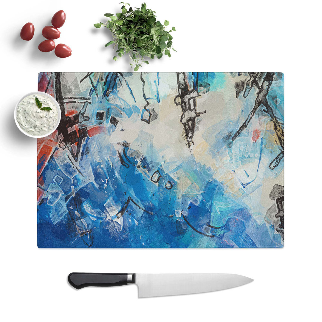 Tempered Glass Way for a Moment in Abstract Chopping Board