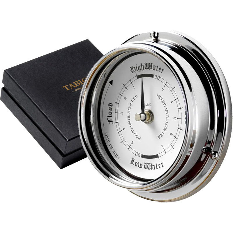 Handmade Brass Tide Clock With Chrome Plating – Precision Time & Tide Tracking For Fishing And Coastal Activities, Durable Nautical Design