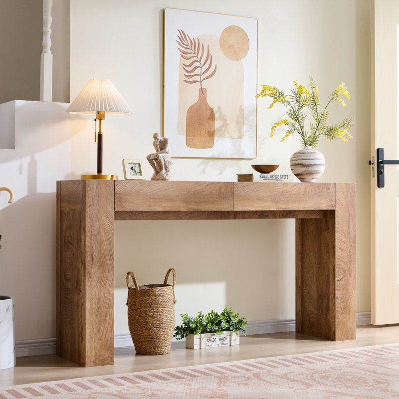 63-Inch Farmhouse Console Table - Rectangular Sofa Table Behind Couch, Entryway Table For Foyer, Hallway, Living Room