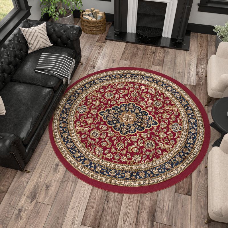 Tapis oriental rouge Clarence, Rond 5 pi 3 po