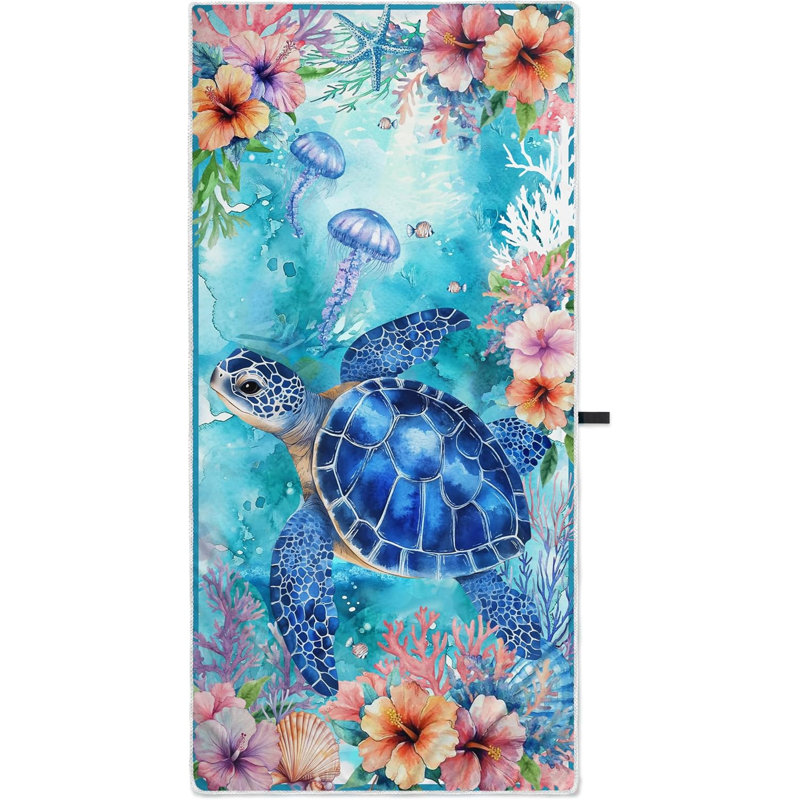 Sea Turtle Microfiber Beach Towels Absorbent Large Printed Towels for Camping Swimming Pool Travel 60" x 78"