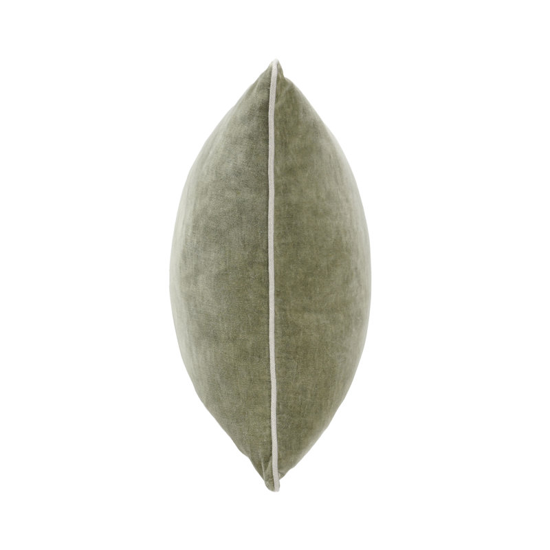 Harriet Cotton Throw Pillow, Moss Green, Square 22"