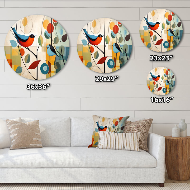 Vert Mid Century Mod Nature III - Abstrait rond en métal, H 16 po x l 16 po x P 1 po