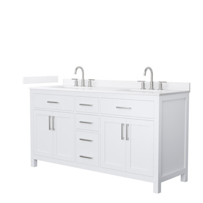 Beckett 66" Freestanding Double Bathroom Vanity with Quartz Top