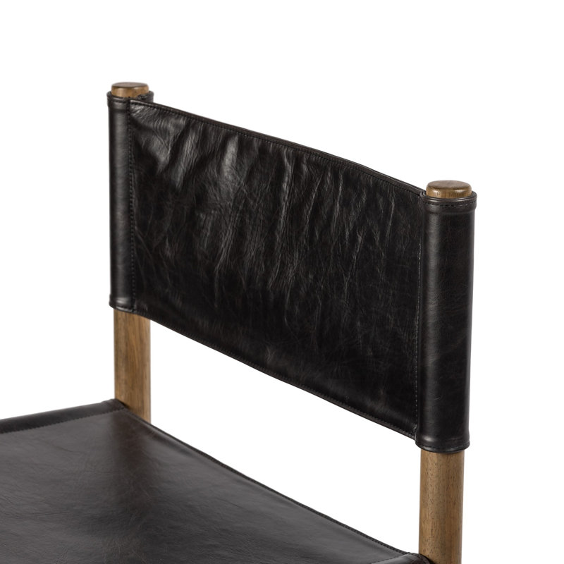 Kena Bar Stool with Solid Wood Frame, Black, Vintage Natural, Counter Stool (26.5" Seat Height)