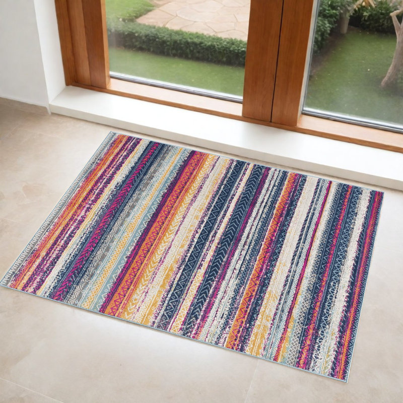 Irregular Striped Area Rug, Rectangle 2'6" x 4'9"