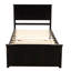 Lit plateforme avec rangement, 2 tiroirs avec roulettes, structure simple, espresso