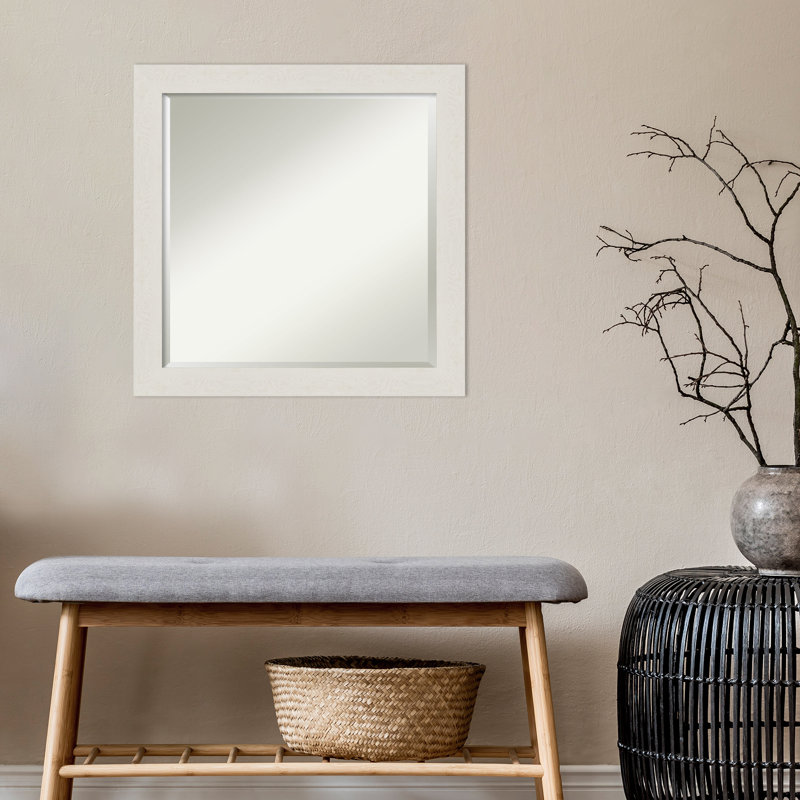 Miroir mural Akhia, 23 po x 23 po, Blanc crème vieilli