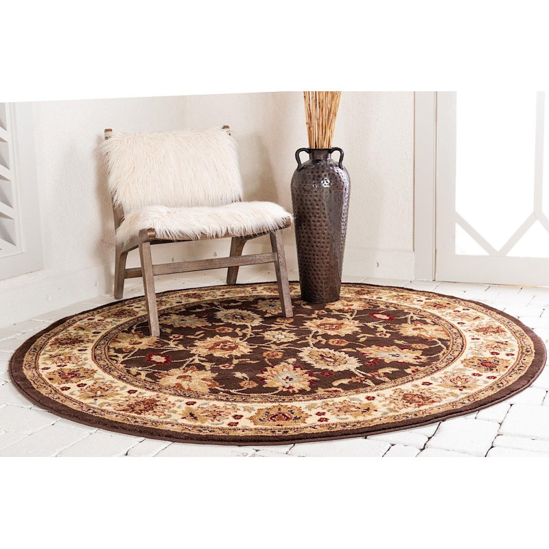 Tapis à motif oriental brun Odyssey, Rond 8 pi