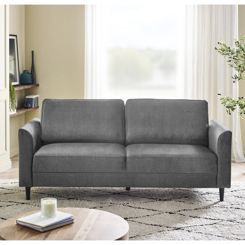 Logi Fabric Seater Sofa - Upholstered Modern Minimalist Boxy Style, 3, Grey