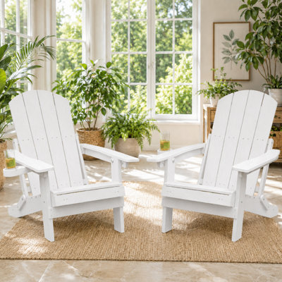 Méridienne de jardin pliable de style ferme Adirondack avec dossier réglable pour le jardin extérieur et le balcon, 2 pièces