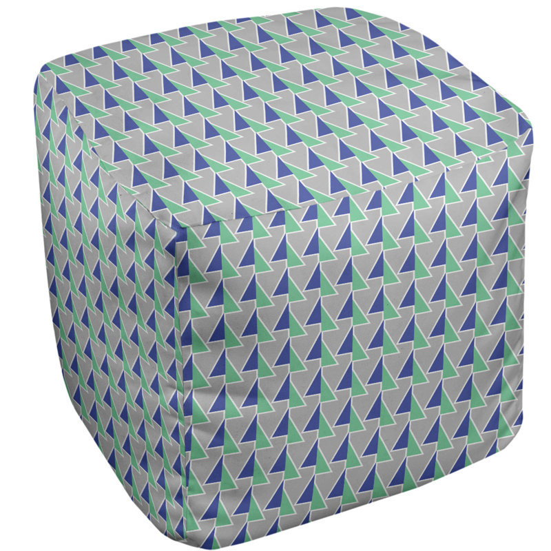 Repose-pieds cube à motif shifted arrows, Vert / bleu, H 18 po x l 18 po x P 18 po