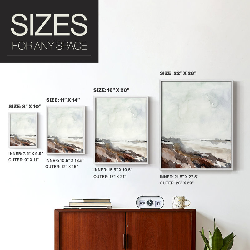 Coastal Inlet Study II, reproduction encadrée - bois massif, H 14 po x l 11 po, Blanc