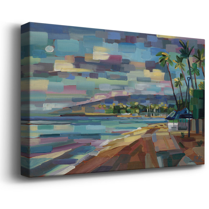 «Morning Moon» sur toile tendue de qualité supérieure Waikiki - prête à être accrochée, H 8 po x l 12 po