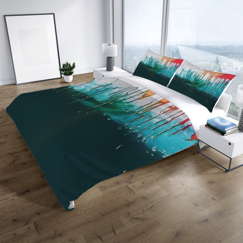 Polyester Abstract Duvet Cover, King Duvet Cover + 2 King Shams