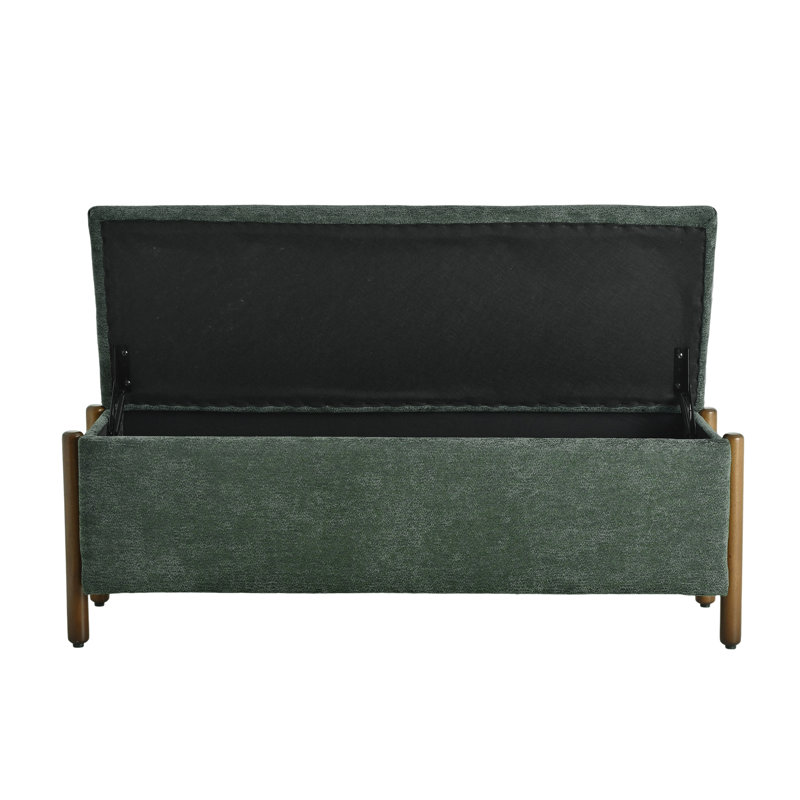 Banc de rangement rembourré 48 po avec pieds en bois massif 48 po, Vert