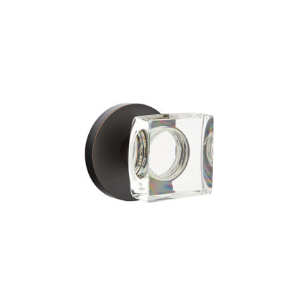 Ensemble de boutons d'intimité avec rosette à disque et bouton carré en verre Emtek