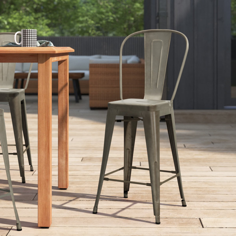 Wyatt Patio Bar Stool, Gunmetal Gray