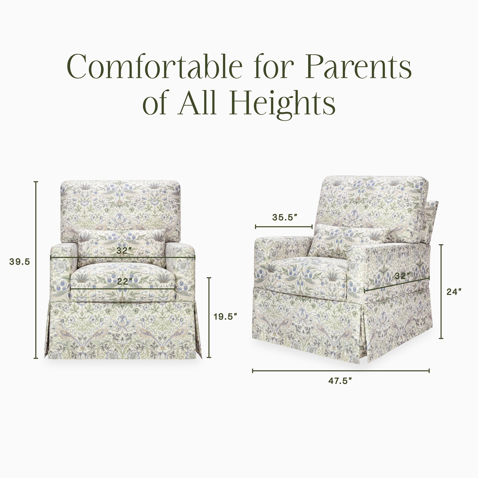 Morris & Co. Nursery Chair, Strawberry Thief in Fig & Thyme