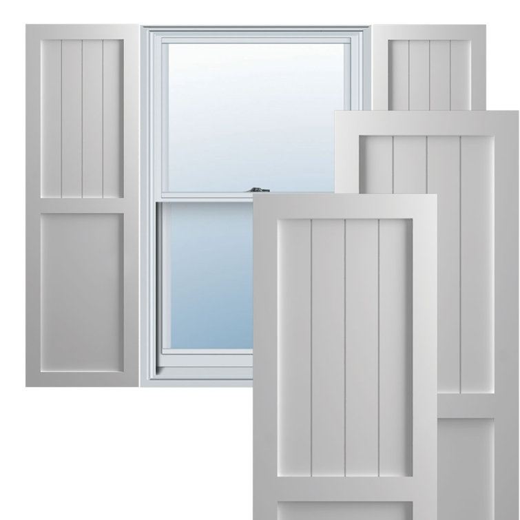 True Fit PVC Farmhouse/Flat Panel Combination Fixed Mount Shutters