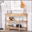 Console en bois fabriquée à la main avec garniture tissée à la main, tablettes de rangement à 3 niveaux, table d'entrée ovale avec pieds sculptés, table d'appoint rustique Coastal Farmhouse, table de canapé d'entrée de 49 pouces