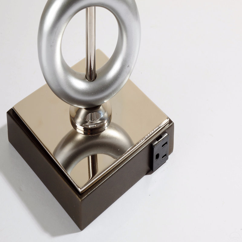 Lampe de table 3 anneaux argentée avec prise