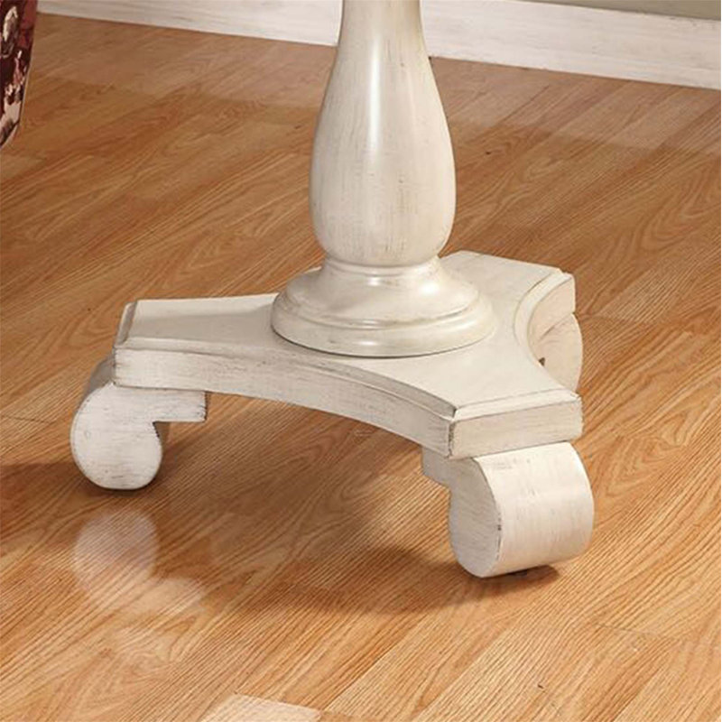 Table d'appoint ronde à piédestal en bois, Blanc