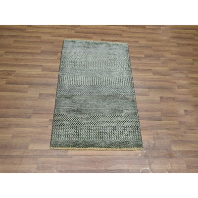 2'0" x 3'0" New Hand Knotted Grey Wool Rectangle Oriental Rug - MOA10276647