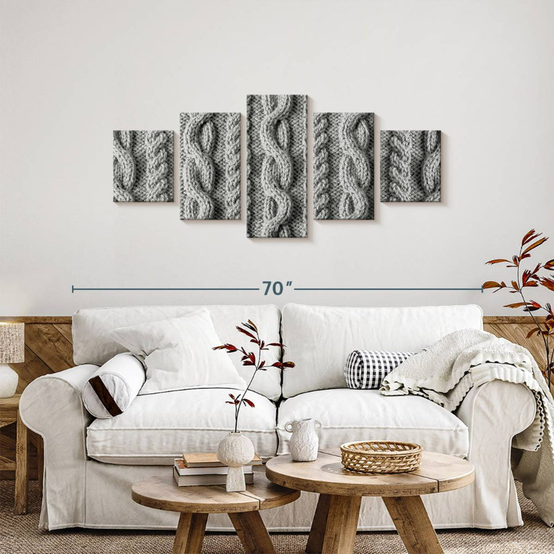 Grey Knitting, 24" H x 55" W