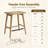 Thor Wicker Counter Height Wooden Counter Stool with Hand-Knitted Rope, K/D, Backless Island 24" Wicker Stool for Kitchen, Solid Wood, Modern Design Indoor & Outdoor (Light Brown)-868850893-868850890