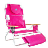 Ostrich Deluxe Padded Lightweight Portable Adjustable Outdoor Reclining Folding Chair with Footrest