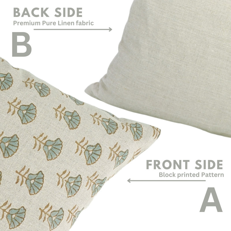 Coussin décoratif à motif floral Fabividine Boho, floral, pur coton, (Kohinoor, gris), H 24 po x l 24 po