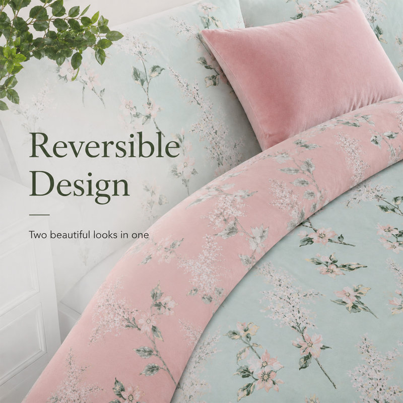 Wild Meadow Floral Duvet Cover Set Easy Care Bedding, Super King Duvet Cover + 2 Pillowcases, White Floral