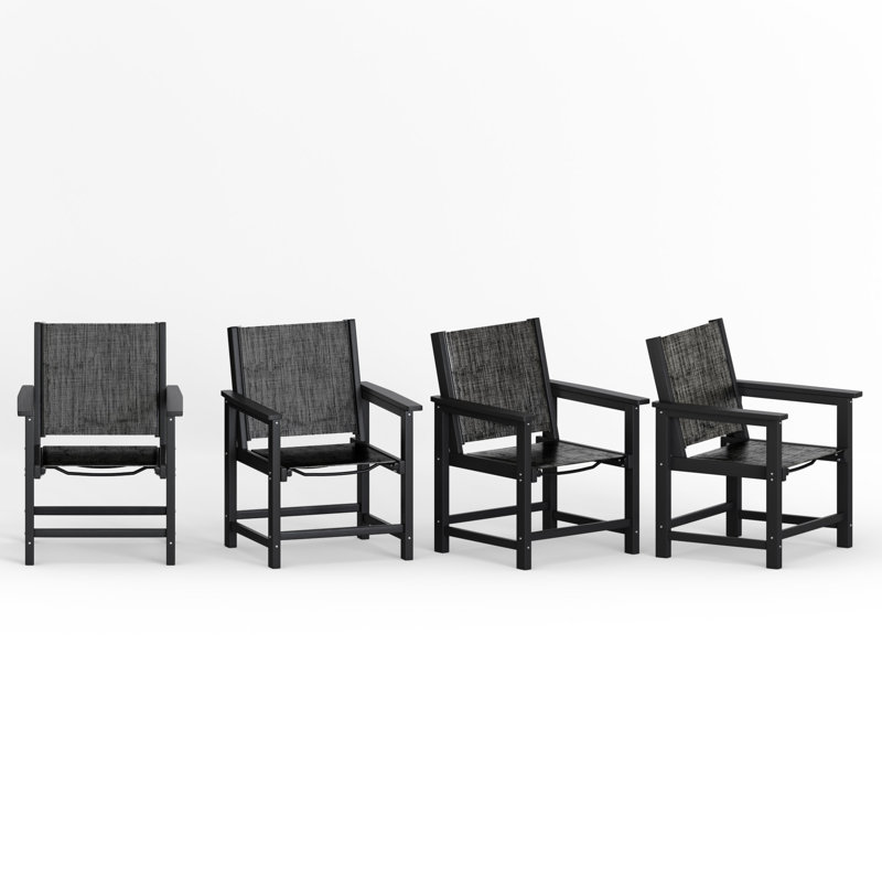 Ensemble de chaises de salle à manger d'extérieur en PEHD 4 pièces - Résistant aux intempéries, texture bois, utilisation toutes saisons