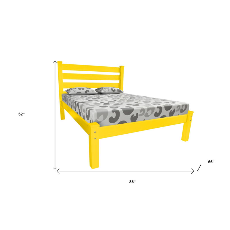 Canary Yellow Solid Wood Queen Bed Frame