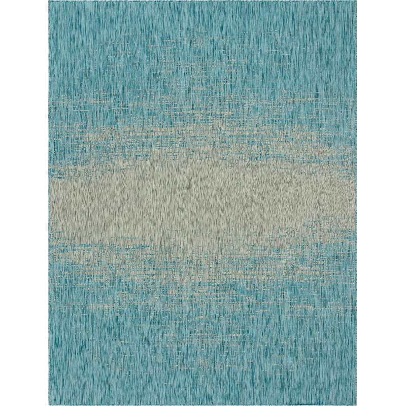 Outdoor Iris Area Rug Ocean Color, Rectangle 9' x 12'