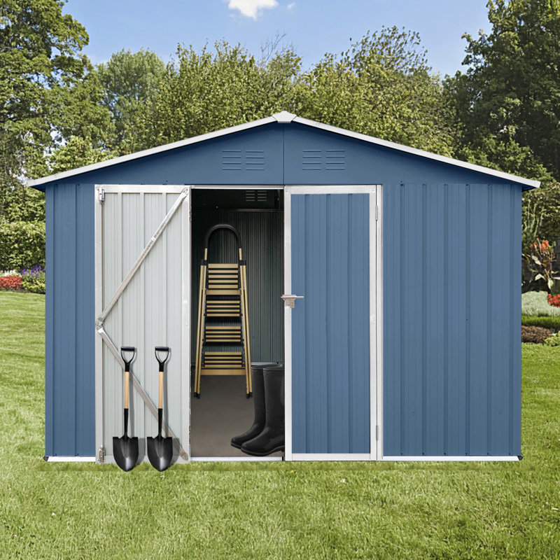 Metal Garden Sheds Outdoor Storage Sheds, 79.9" H x 121.2" W x 147.6" D, Blue