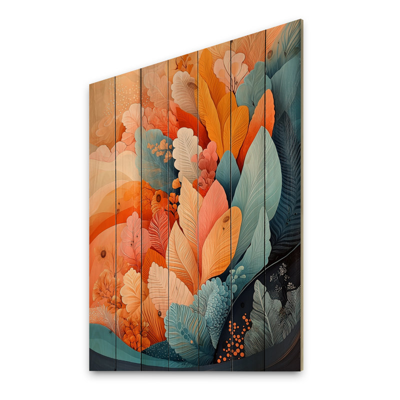 Fougères rêveuses Botanicals Pastel Fragments III - Art mural en bois botanique - sur bois de pin naturel