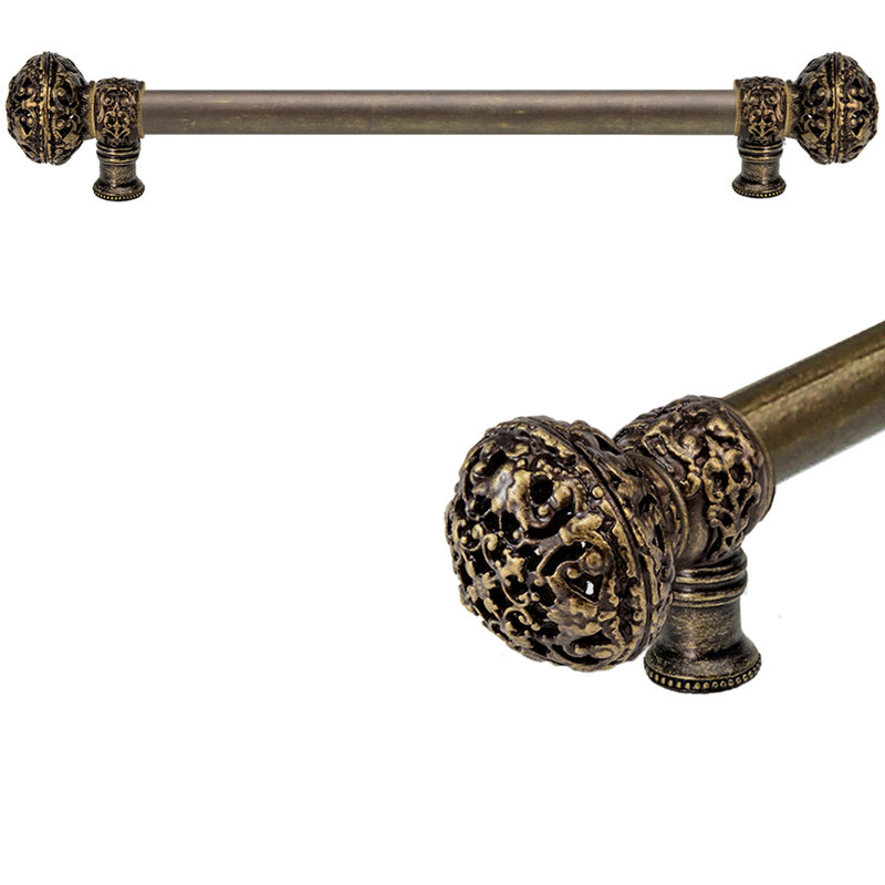 Juliane Grace 18 inches c.c. with 5/8 smooth center long pull large finial in Antique Brass, 18", Antique Brass
