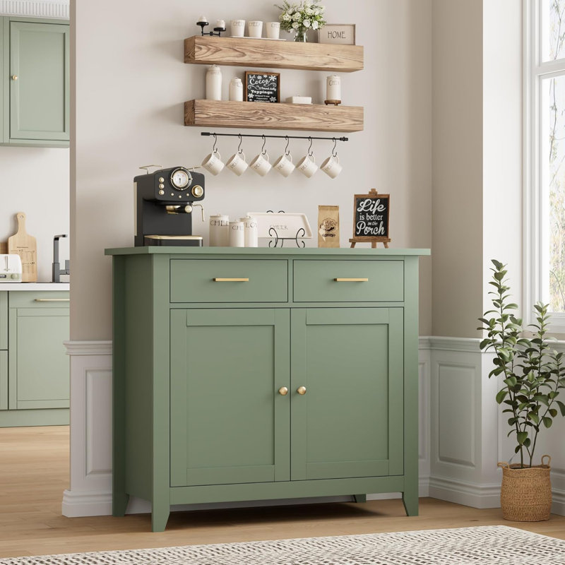 Armoire de rangement moderne avec 2 tiroirs, Vert