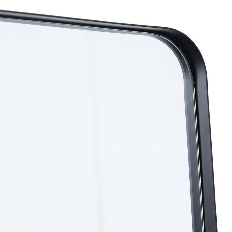 Black Metal Room Wall Mirror with Thin Frame, Black, 35.5'' x 12''