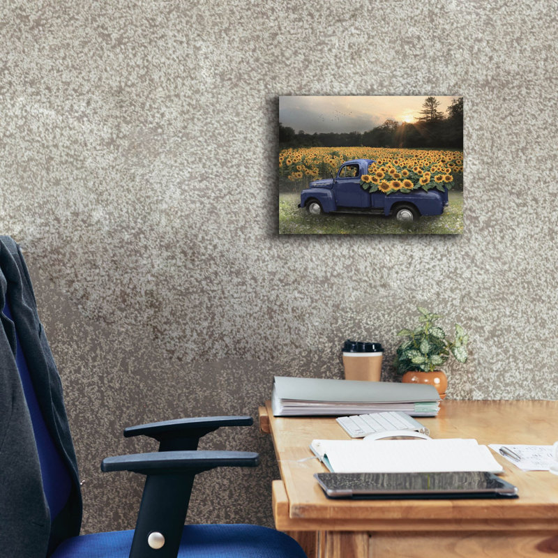 «Sunflower Field at Dusk» par Lori Deiter, art mural sur toile, H 12 po x l 16 po x P 0,75 po