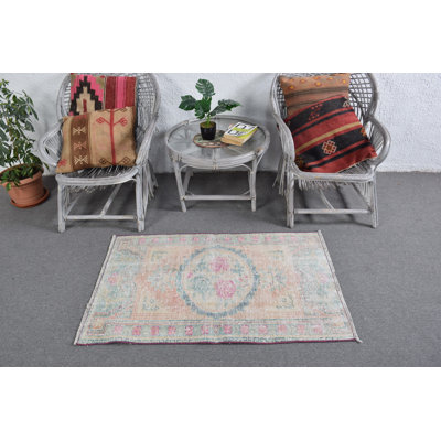 Tapis turc vintage rétro Oushak - idéal pour les petites cuisines ou comme élément décoratif classique