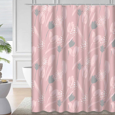 Rideau de douche imperméable et moderne à motif floral avec 12 crochets