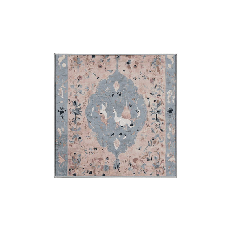 Machine Washable Gray Area Rug, Square 7'