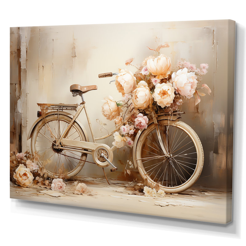 Vélo, pédale de perle - art mural encadré, H 12 po x l 20 po x P 1 po, Toile tendue