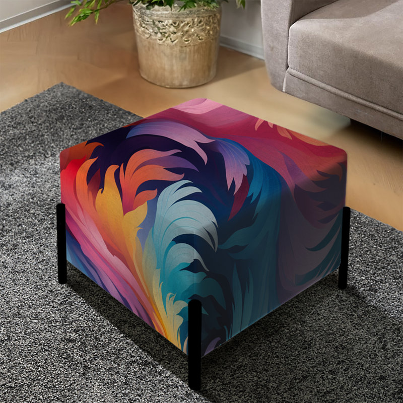 Celestial Aura Spirals - Abstract Square Ottoman