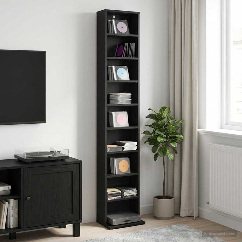  CD Cabinet Engineered Wood Indoor Media Storage Unit Rack Bedroom Home