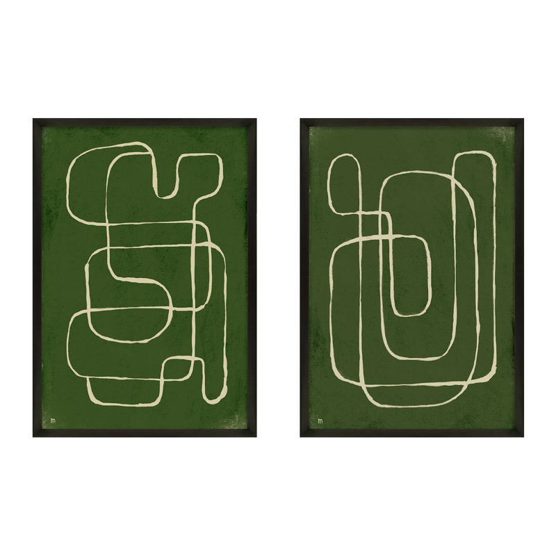 Line Works Painting by StudioM, Black Framed Paper, 25" H x 35" W x 1.25" D